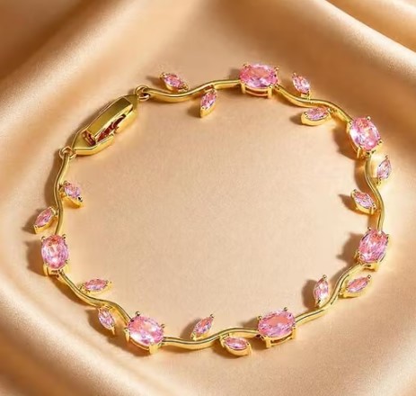 Pink Floral Crystal Bracelet