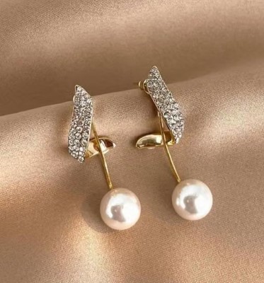 Pearl Drop Crystal Stud