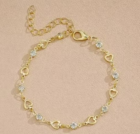 Heart & Crystal Charm Bracelet